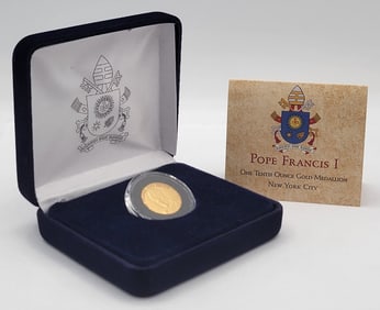 2015 Pope Francis I 1/10 Ounce .999 Gold New York City Visit Medallion