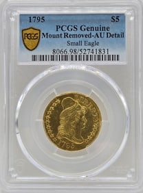 1795 United States Half Eagle $5 Gold Piece PCGS Genuine Mount Removed Small Eagle AU Detail
