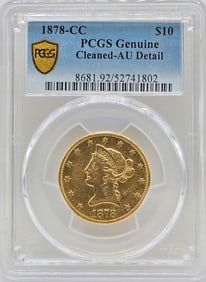 1878-CC United States Eagle $10 Gold Piece PCGS Genuine Cleaned AU Detail