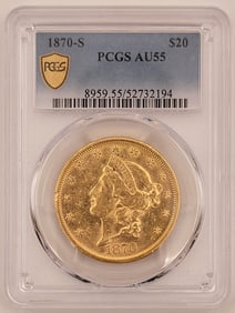 1870-S United States Double Eagle $20 Gold Piece PCGS AU 55