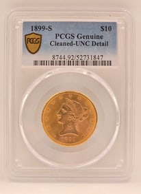 1899-S United States Liberty Head Eagle $10 Gold Coin PCGS Genuine Cleaned UNC Detail