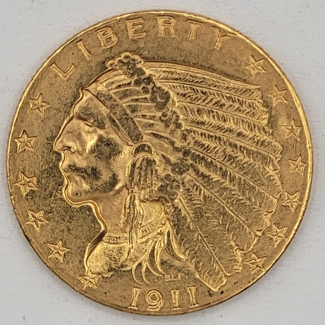 1911 United States Indian Head Type Quarter Eagle $2.50 Gold Coin (1 of 2)