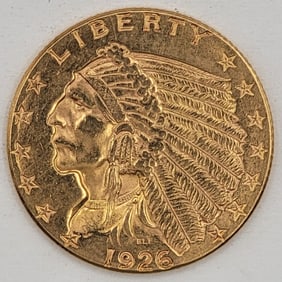 1926 United States Indian Head Type Quarter Eagle $2.50 Gold Coin
