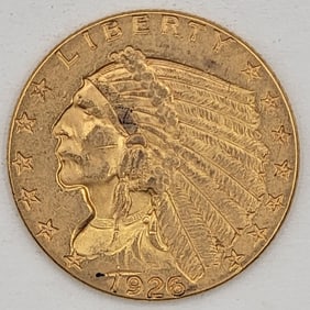 1926 United States Indian Head Type Quarter Eagle $2.50 Gold Coin
