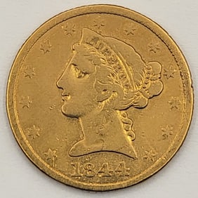 1844 United States Liberty Head Coronet Type No Motto Half Eagle $5.00 Gold Coin