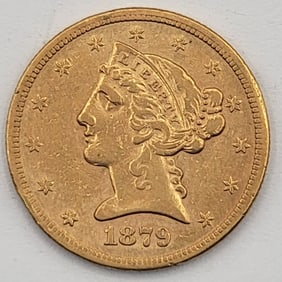 1879-S United States Liberty Head Coronet Type Half Eagle $5.00 Gold Coin