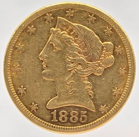1885-S United States Liberty Head Coronet Type Half Eagle $5.00 Gold Coin
