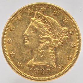 1899-S United States Liberty Head Coronet Type Half Eagle $5.00 Gold Coin