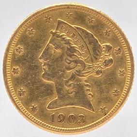 1903-S United States Liberty Head Coronet Type Half Eagle $5.00 Gold Coin
