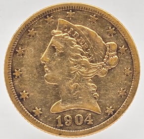 1904-S United States Liberty Head Coronet Type Half Eagle $5.00 Gold Coin
