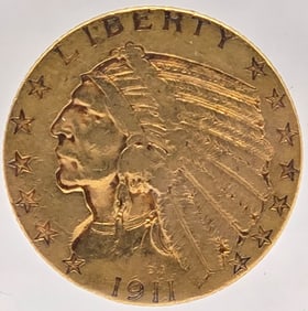 1911-S United States Indian Head Type Half Eagle $5.00 Gold Coin