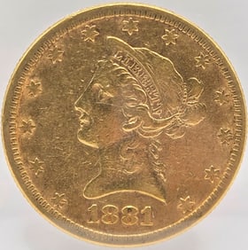 1881 United States Liberty Head Coronet Type Eagle $10.00 Gold Coin