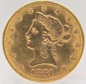 1881 United States Liberty Head Coronet Type Eagle $10.00 Gold Coin