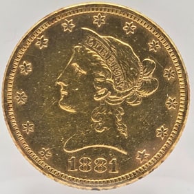 1881 United States Liberty Head Coronet Type Eagle $10.00 Gold Coin