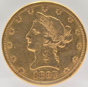 1897-S United States Liberty Head Coronet Type Eagle $10.00 Gold Coin