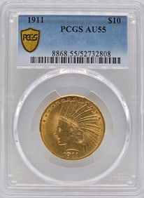 1911 United States Indian Head Type Eagle $10.00 Gold Coin PCGS AU 55