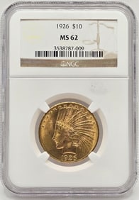 1926 United States Indian Head Type Eagle $10.00 Gold Coin NGC MS 62