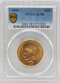 1932 United States Indian Head Type Eagle $10.00 Gold Coin PCGS AU 58