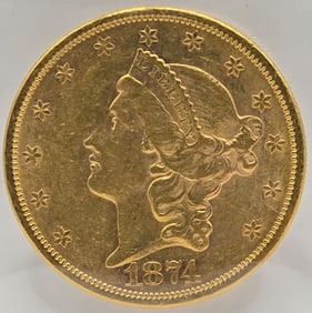 1874-S United States Liberty Head Double Eagle $20.00 Gold Piece