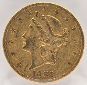 1882-S United States Liberty Head Double Eagle $20.00 Gold Piece