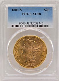 1883-S United States Liberty Head Double Eagle $20.00 Gold Piece PCGS AU 58