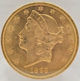 1893 United States Liberty Head Double Eagle $20.00 Gold Piece