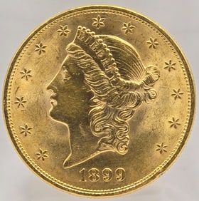 1899 United States Liberty Head Double Eagle $20.00 Gold Piece