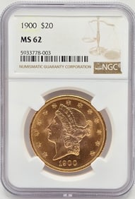 1900 United States Liberty Head Double Eagle $20.00 Gold Piece NGC MS 62