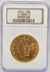 1904 United States Liberty Head Double Eagle $20.00 Gold Piece NGC MS 63