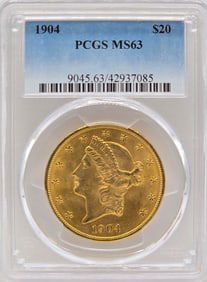 1904 United States Liberty Head Double Eagle $20.00 Gold Piece PCGS MS 63