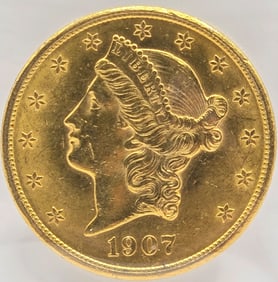 1907 United States Liberty Head Double Eagle $20.00 Gold Piece