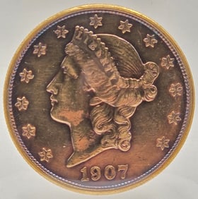 1907 United States Liberty Head Double Eagle $20.00 Gold Piece