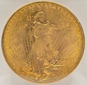 1908 No Motto United States Saint-Gaudens Double Eagle $20.00 Gold Piece