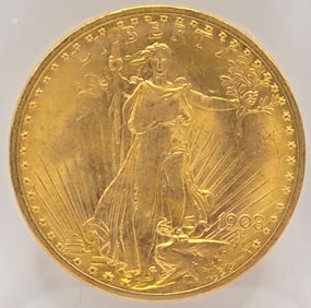 1908 No Motto United States Saint-Gaudens Double Eagle $20.00 Gold Piece