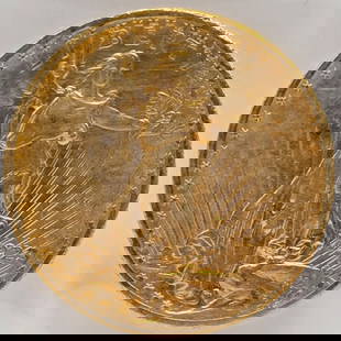 1923 United States Saint-Gaudens Double Eagle $20.00 Gold Piece: 1923 United States Saint-Gaudens Double Eagle $20.00 Gold Piece. Nice condition. The coin is .900 fine and the net weight is .96750 ounce of pure gold.