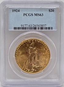 1924 United States Saint-Gaudens Double Eagle $20.00 Gold Piece PCGS MS 63