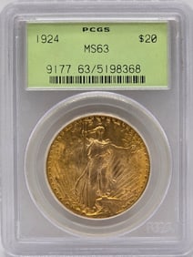 1924 United States Saint-Gaudens Double Eagle $20.00 Gold Piece PCGS MS 63