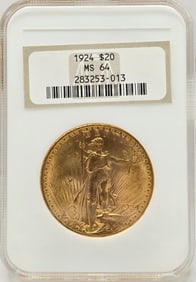 1924 United States Saint-Gaudens Double Eagle $20.00 Gold Piece NGC MS 64