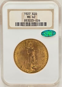 1927 United States Saint-Gaudens Double Eagle $20.00 Gold Piece NGC MS 62