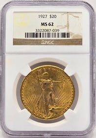 1927 United States Saint-Gaudens Double Eagle $20.00 Gold Piece NGC MS 62