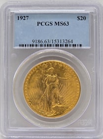 1927 United States Saint-Gaudens Double Eagle $20.00 Gold Piece PCGS MS 63