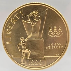 1996-W United States Olympic Games Cauldron $5 Gold Commemorative Uncirculated Coin