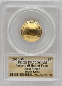 2020-W United States Basketball Hall Of Fame $5 Gold Commemorative Proof Coin PCGS PF 70 DCAM