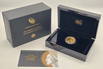 2019-W United States American Liberty High Relief One Ounce Enhanced Uncirculated Gold Coin In Box