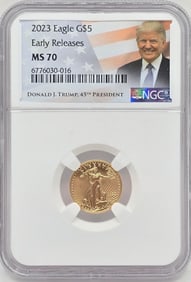 2023 United States $5 American Eagle 1/10 Ounce Fine Gold Coin NGC MS 70 Donald Trump Holder