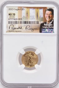2023 United States $5 American Eagle 1/10 Ounce Fine Gold Coin NGC MS 70 Ronald Reagan Holder