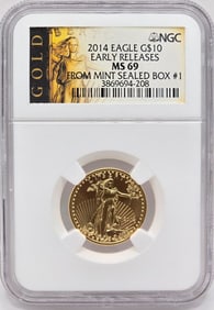 2014 United States $10 American Eagle 1/4 Ounce Fine Gold Coin NGC MS 69 Early Releases