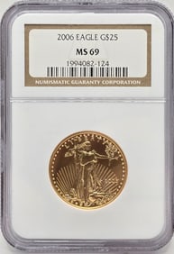2006 United States $25 American Eagle 1/2 Ounce Fine Gold Coin NGC MS 69