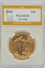 2008 United States $50 American Eagle One Ounce Fine Gold Coin PGA MS 70