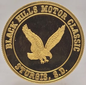 1990 Black Hills Motor Classic 50th Anniversary Sturgis One Troy Ounce .999 Fine Gold Medal SN: 13